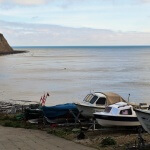 Boats on land and slipway at Robin Hoods Bay