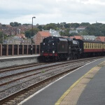 Eric Treacy pulling in North Yorkshire Moors Train at Whitby Station